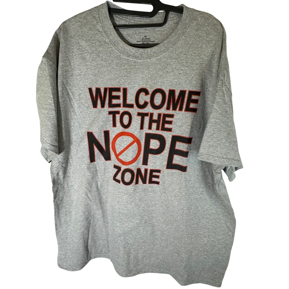 Mens Graphic T Shirt Welcome to the Nope Zone Gray Cotton Blend T-Shirt, Size XL